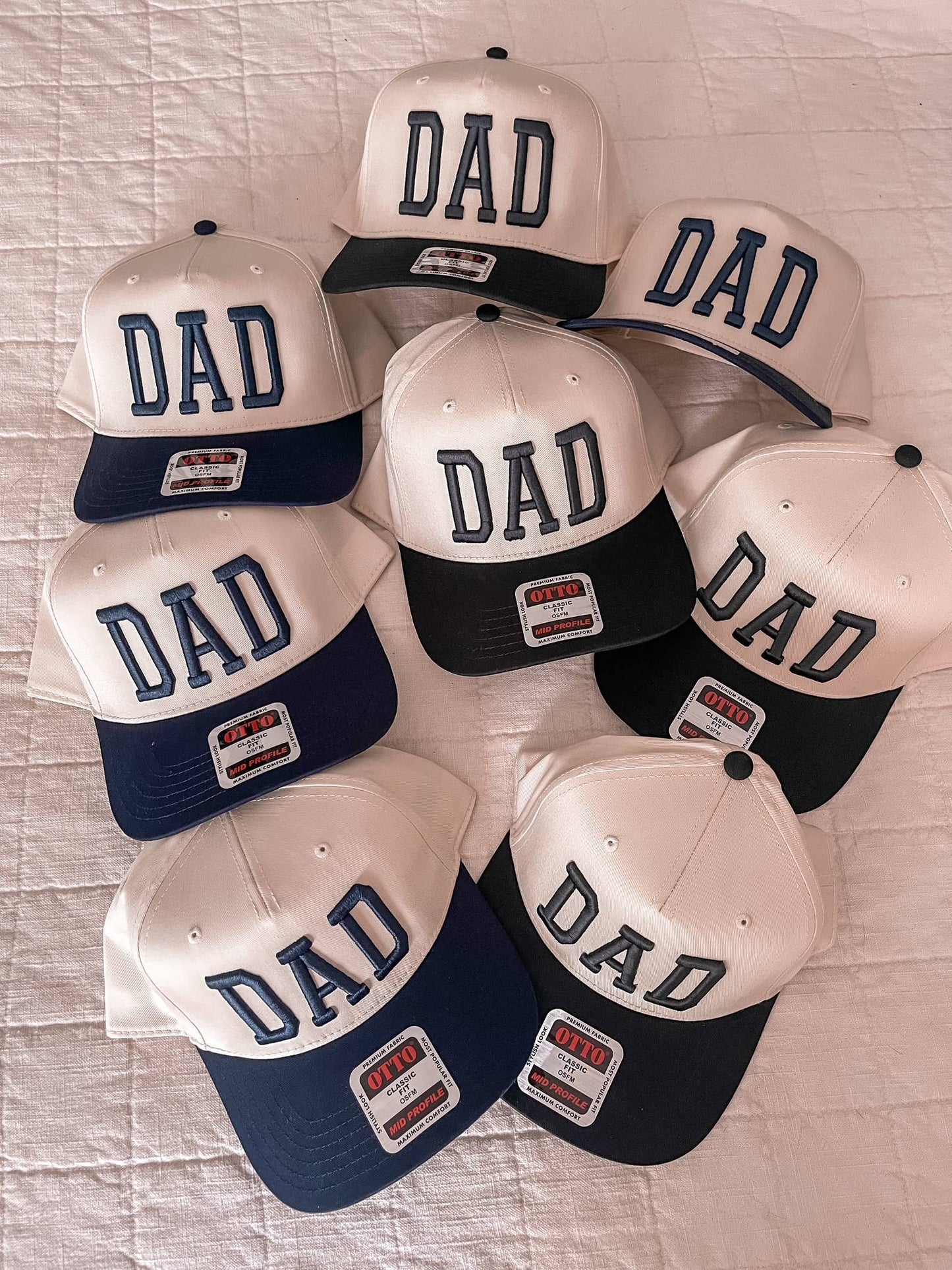 DAD Trucker Hat – Puff Embroidered two tone vintage cap