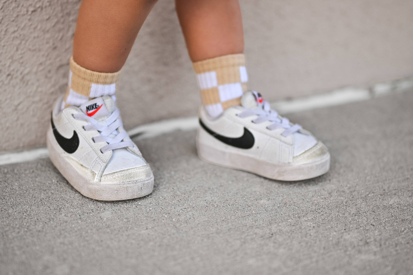 Socks - Beige & White Checker