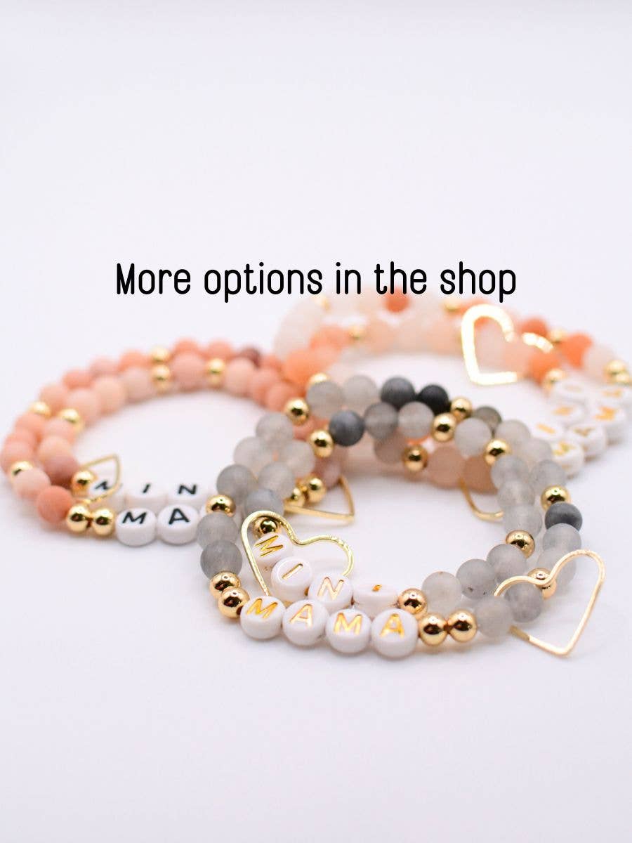 Mama MINI matching beaded bracelet set - Pink