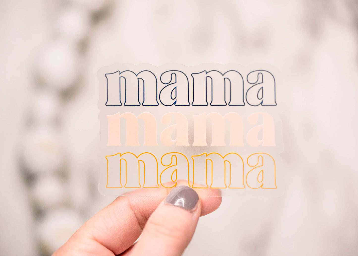 Mama Stacked - Clear Vinyl Sticker - 3"x3"