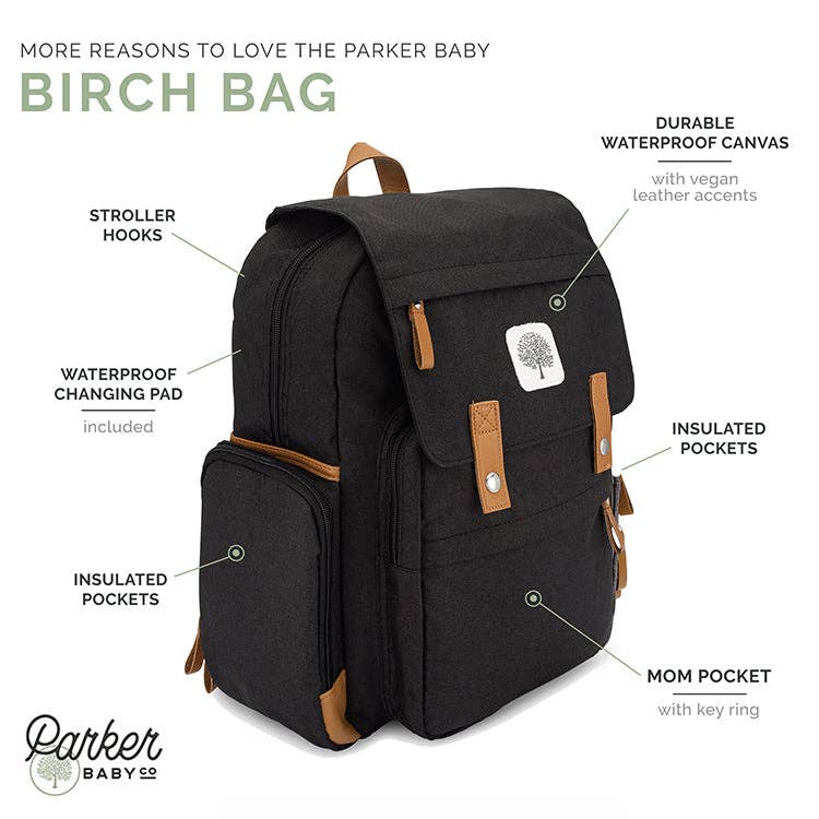 Birch Bag - Diaper Backpack - Black
