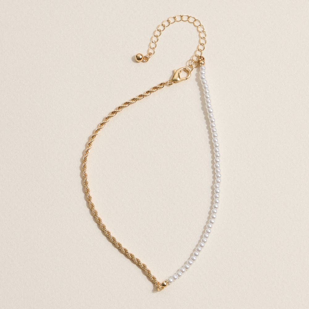 Pearl and Twisted Chain Anklet