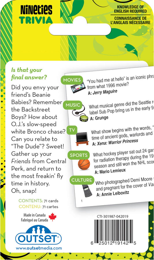 1990s - A Decade of Trivia Card Game
