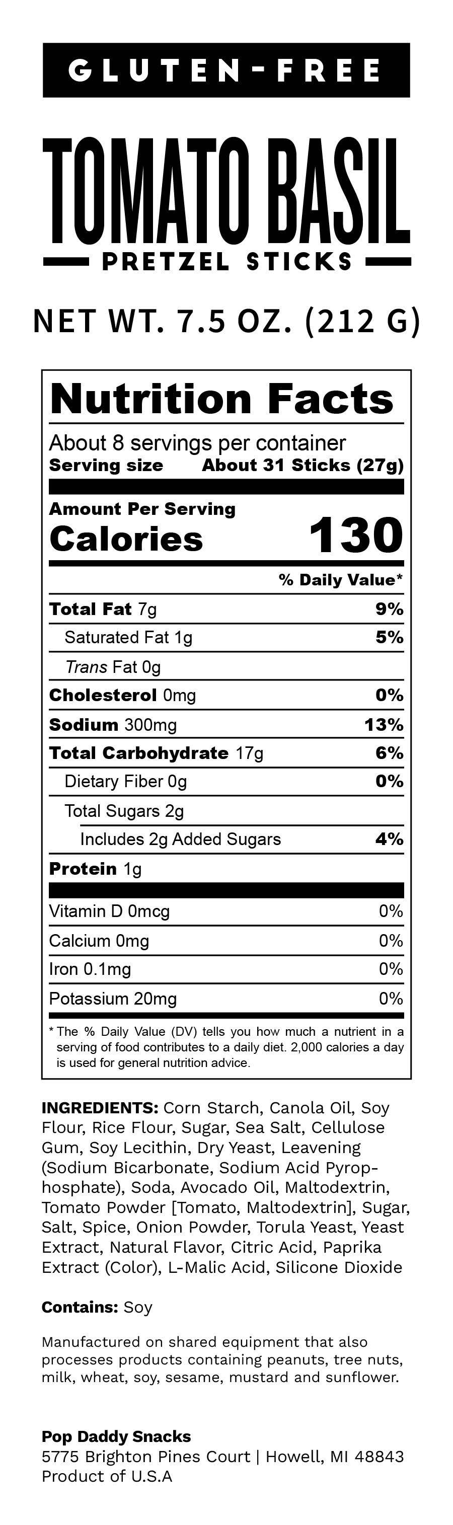 Tomato Basil Seasoned Pretzels 7.5 oz - Gluten-Free
