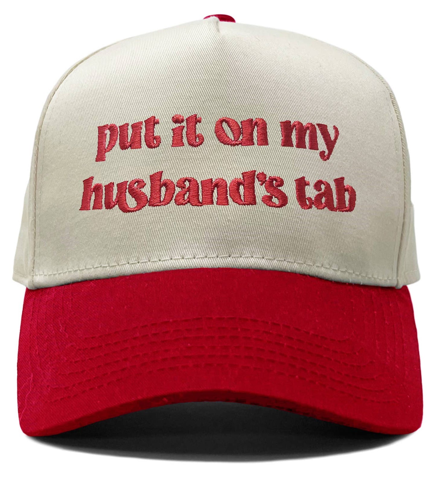 Put It on My Husbands Tab Hat - Beige/Red