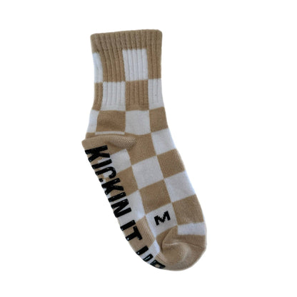 Socks - Beige & White Checker