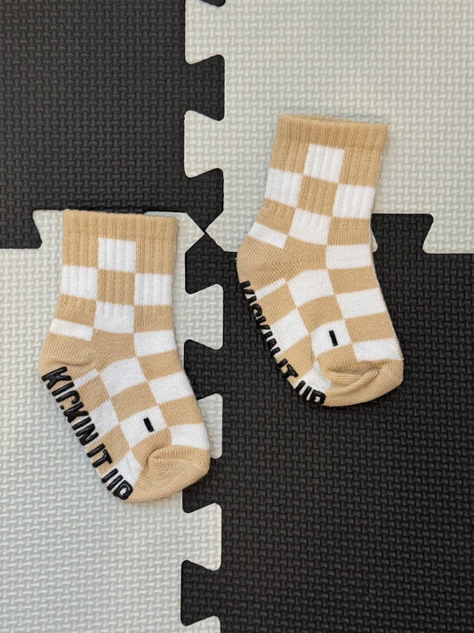 Socks - Beige & White Checker