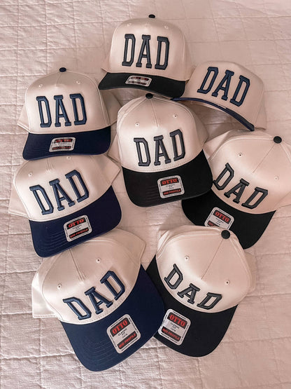 DAD Trucker Hat – Puff Embroidered two tone vintage cap