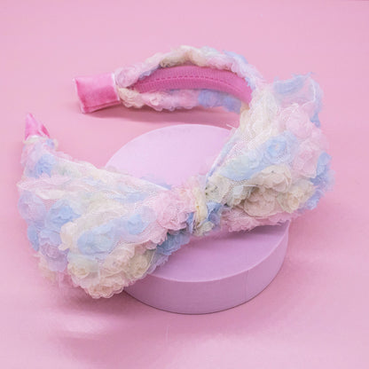 Big Bow Headband - Double Layer Rainbow Mini Rosette