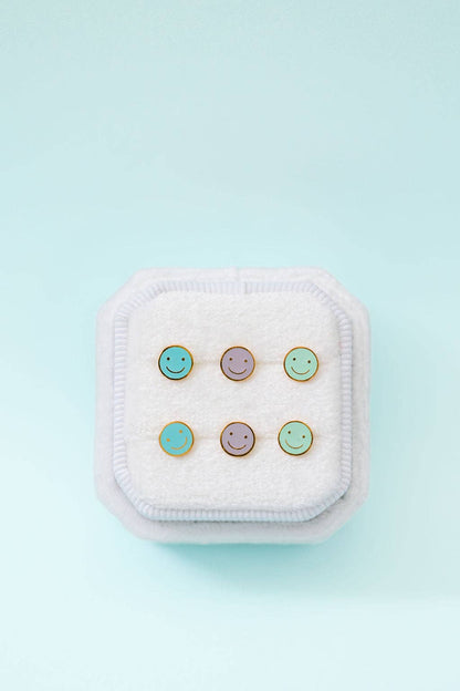 Lavender Smiley Stud Earrings