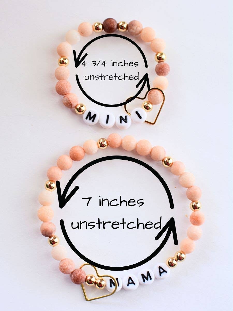 Mama MINI matching beaded bracelet set - Pink