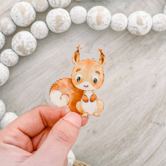 Cute Little Squirrel - Clear Vinyl - Sticker - 2.5 in.