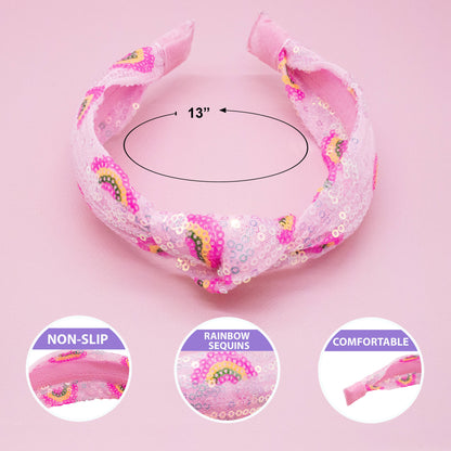 Rainbow Sequin Knotted Headband