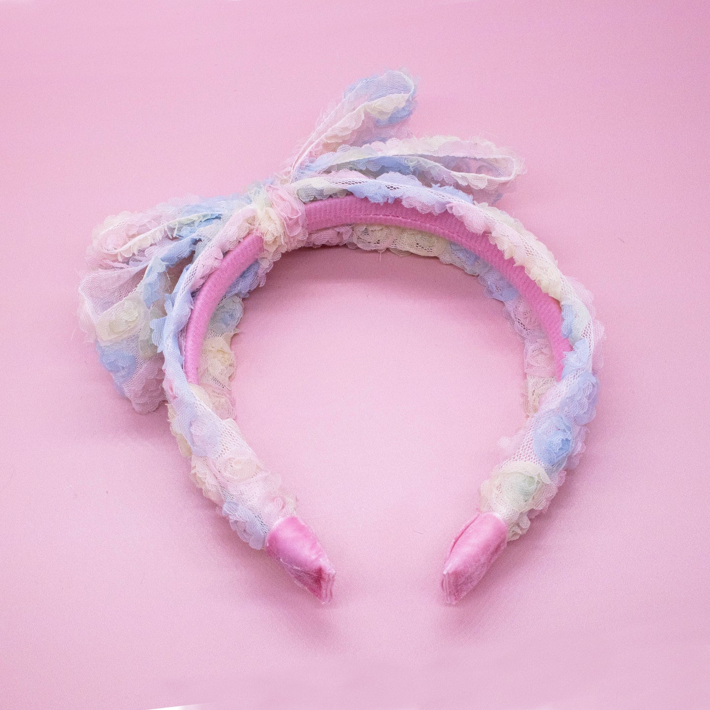 Big Bow Headband - Double Layer Rainbow Mini Rosette