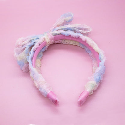 Big Bow Headband - Double Layer Rainbow Mini Rosette