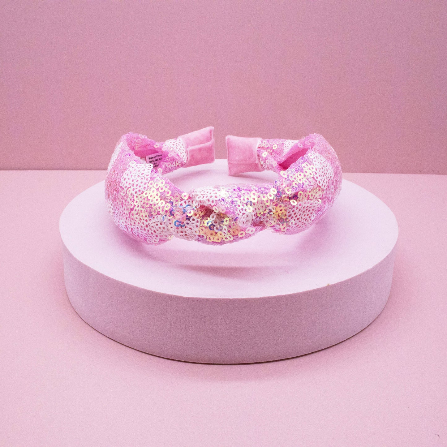 Pink Sequin Heart Valentine's Day Knotted Headband