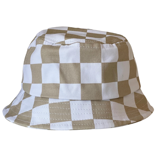 Kids Bucket Hat - Tan Checkerboard