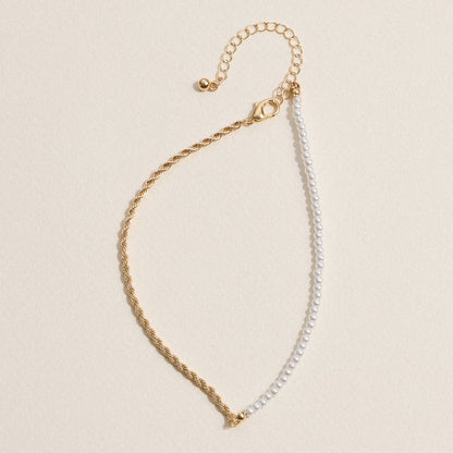 Pearl and Twisted Chain Anklet