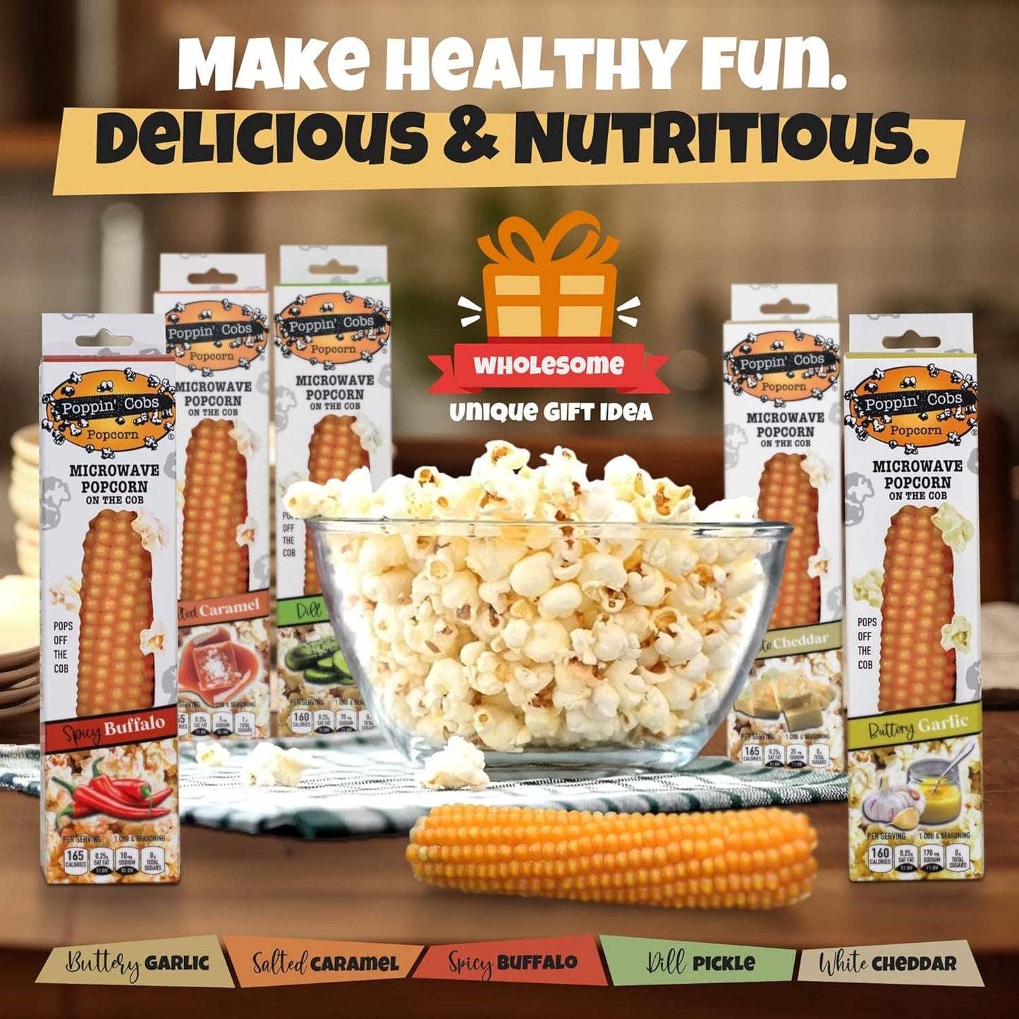 Popcorn on the Cob with Salted Carmel Seasoning 