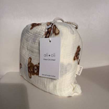 Cotton Crib Fitted Sheet – Teddy Bear