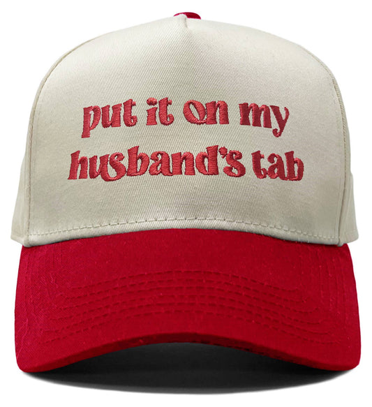 Put It on My Husbands Tab Hat - Beige/Red